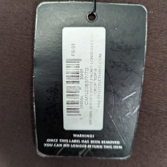 PrettyLittleThing Jersey Knot Front Long Sleeve Crop Top - Picture 4 of 11